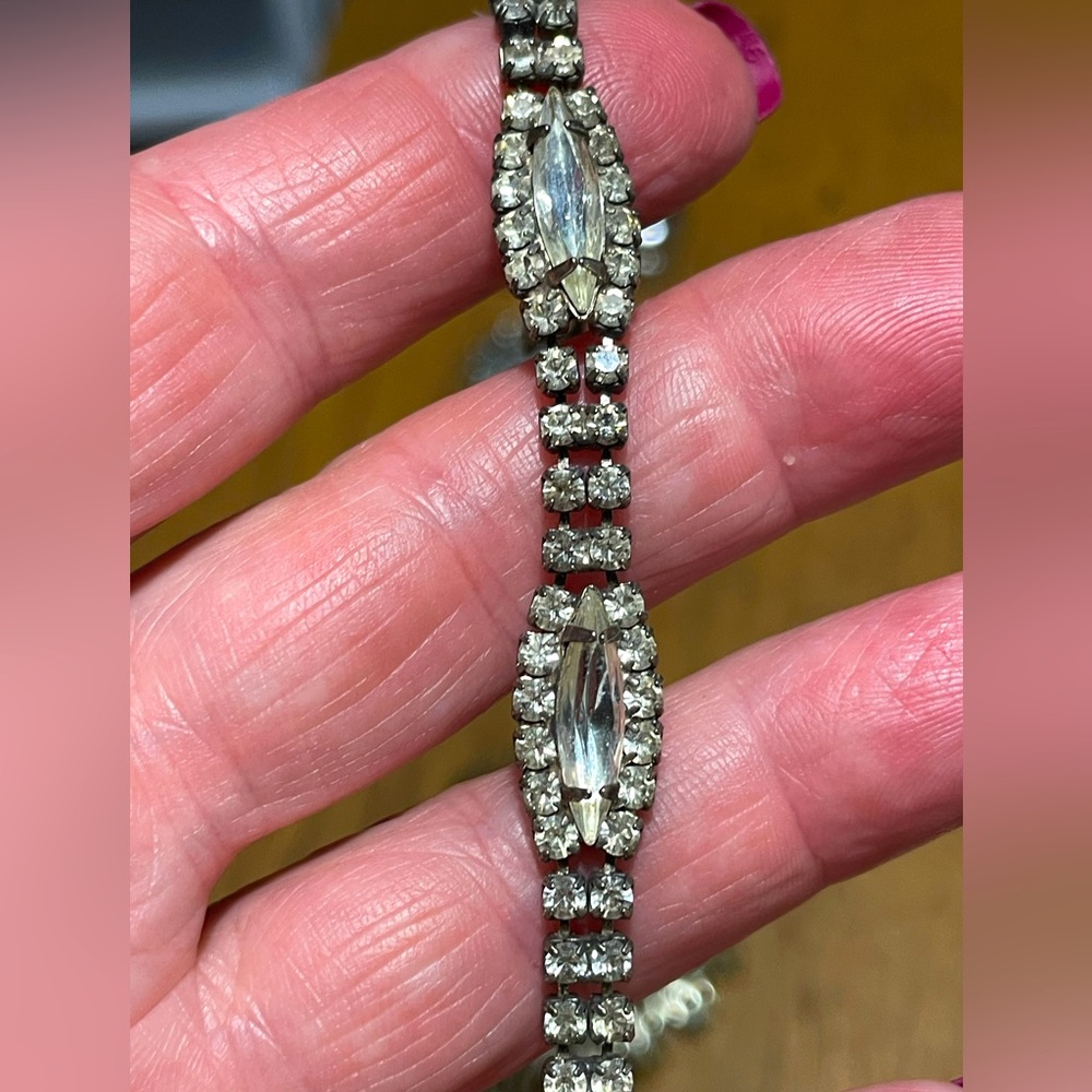 Art Deco marquee and rhinestone bracelet. Elegant bracelet.